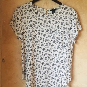 NWT H&M Black and White Paisley Blouse with pocket